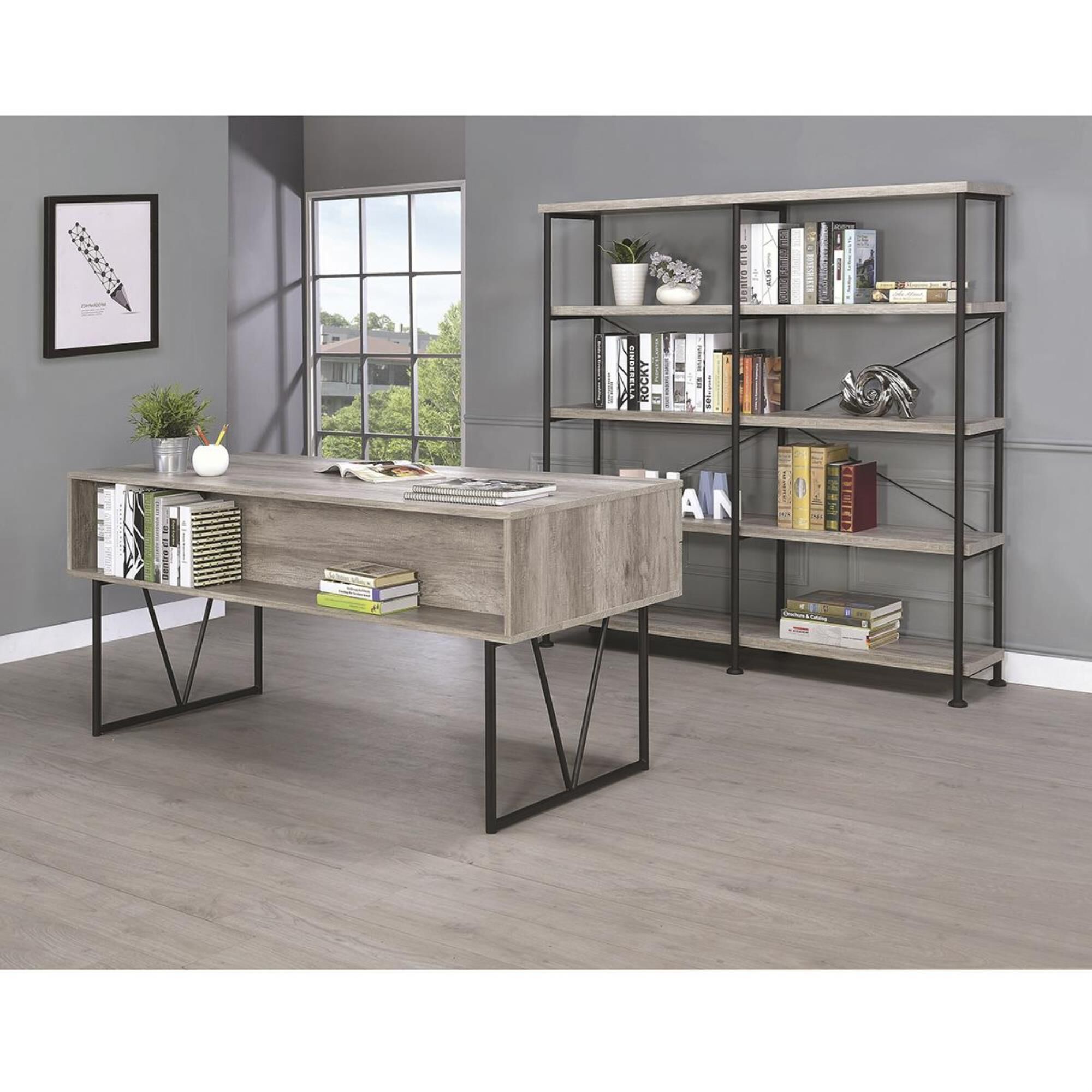 Pacific Landing Analiese Writing Desk in Gray Driftwood