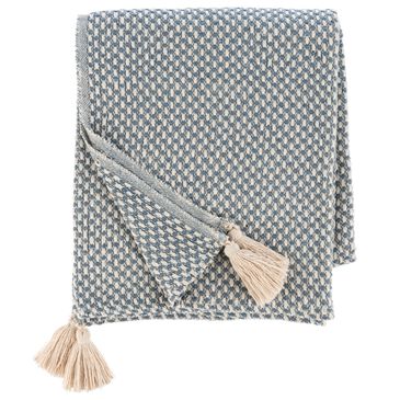 Ganz USA 50" x 60" Woven Throw with Tassels in Blue, , large