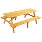 Hearth and Haven Outdoor Wood Picnic Table with 2 Built-in Benches and Umbrella Hole in Brown, , large