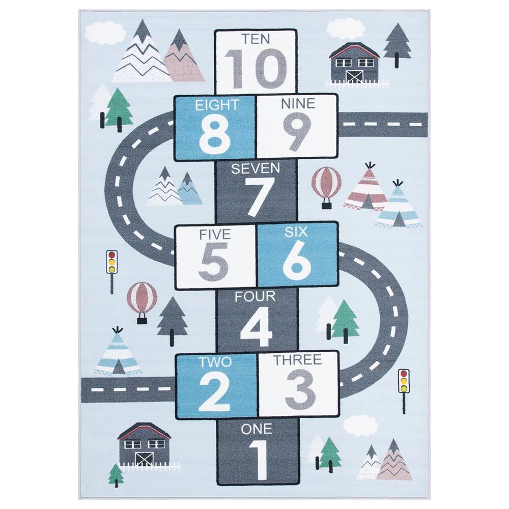 Safavieh Kids Playhouse KPH226F 4"4" x 6" Grey and Blue Rug, , large