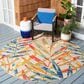 Safavieh Cabana CBN368A 6"7" Round Ivory and Navy Indoor/Outdoor Area Performance Rug, , large