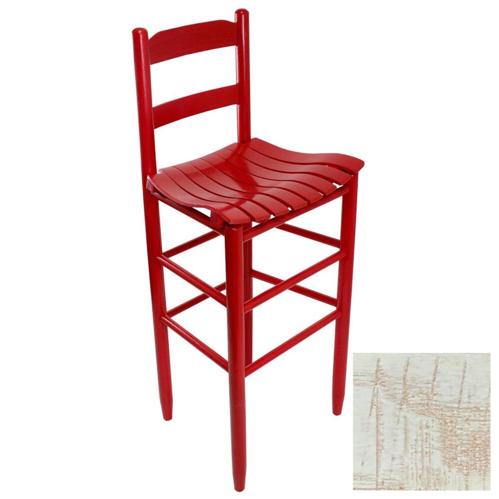 Lakeside Beach Mountain Ladderback Barstool in Woodleaf White, , large