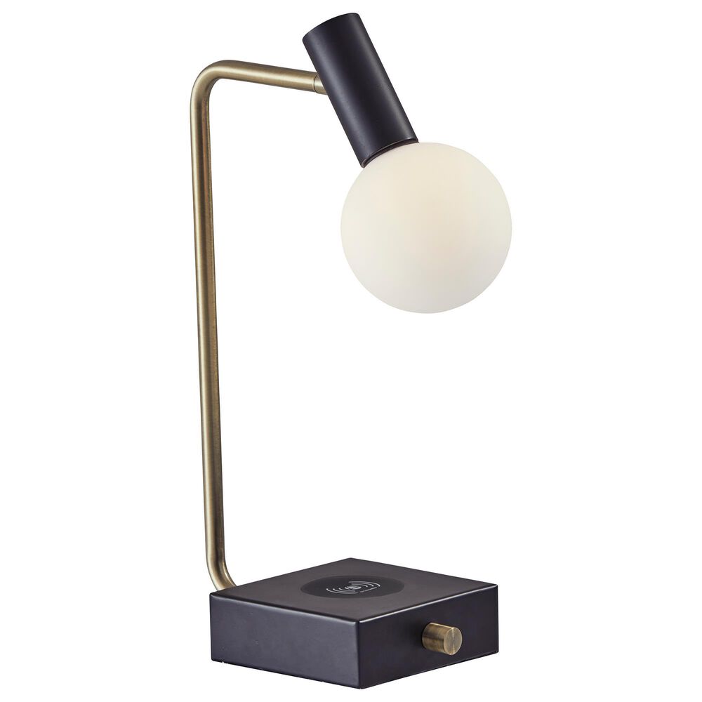 Adesso Windsor LED Desk Lamp in Matte Black and Antique Brass, , large
