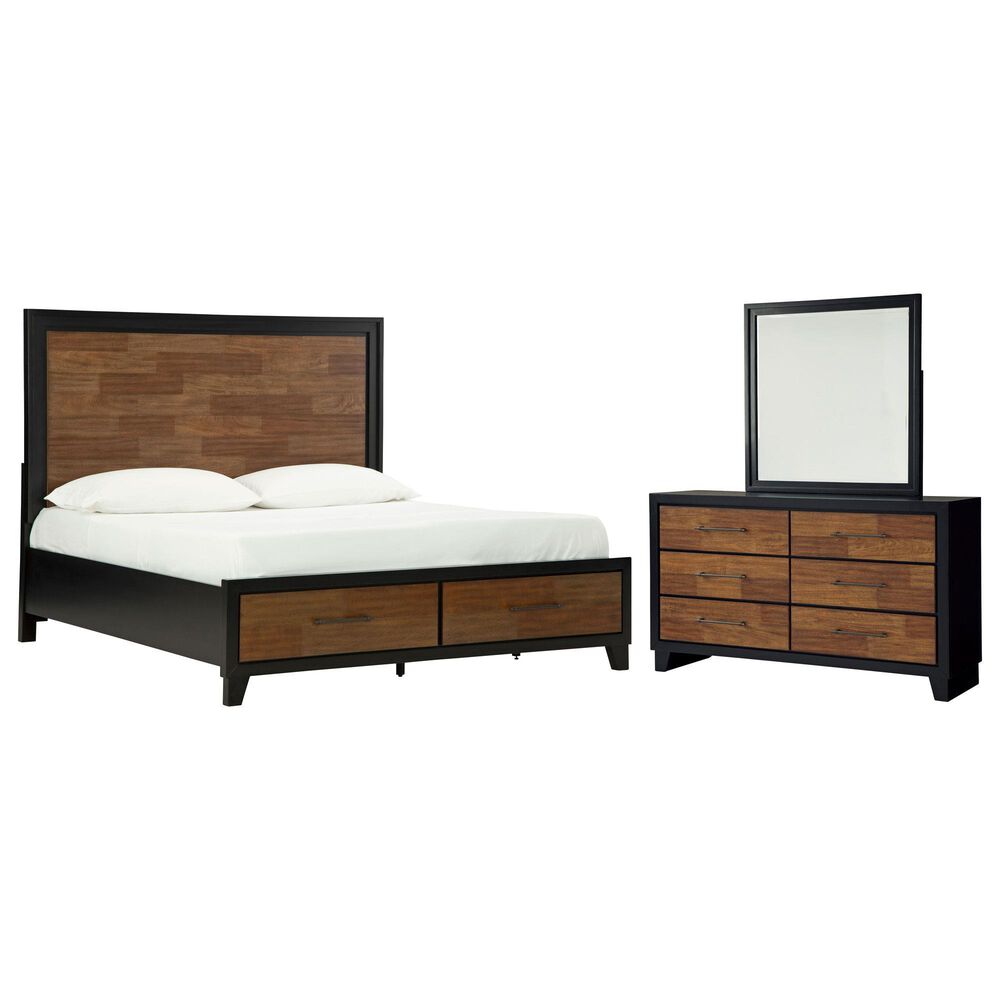 Ashley Kraeburn 3-Piece King Bedroom Set in Brown and Black, , large