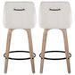 LumiSource Hannah Swivel Counter Stool with Cream Fabric Upholstery in Whitewashed and Black (Set of 2), , large