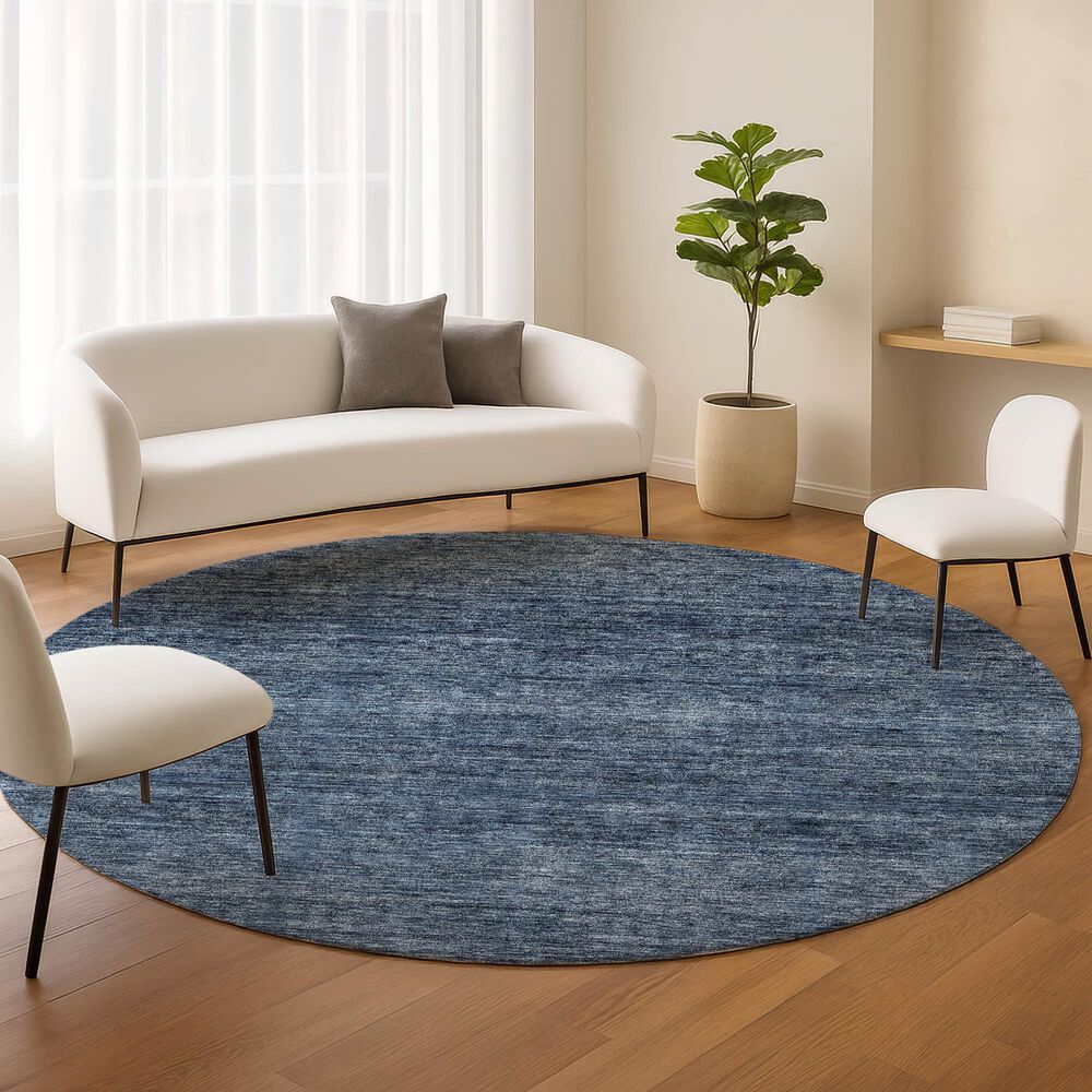 Dalyn Rug Company Soft Essentials Solid Navy 8' Round Indoor/Outdoor Area Rug, , large