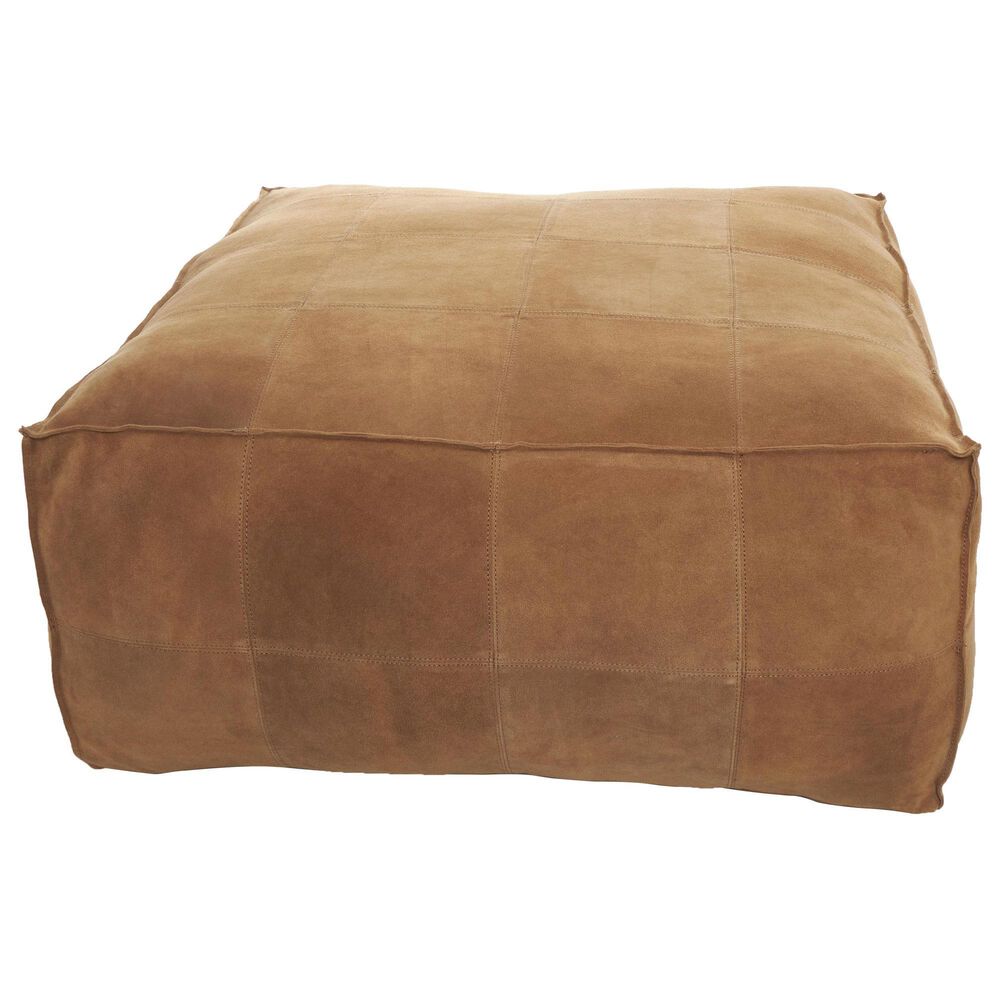 Maple and Jade 35" Low Profile Square Stuffed Pouf in Brown, , large