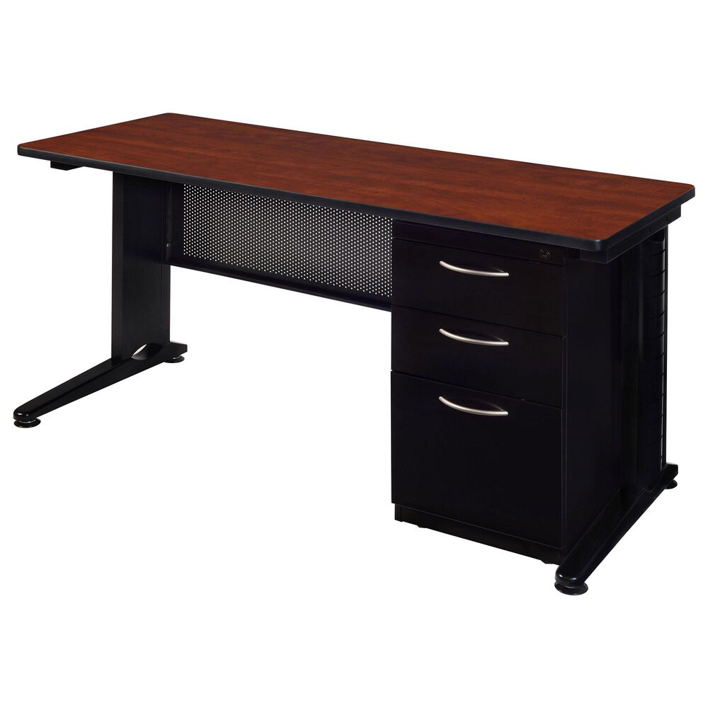 Regency Global Sourcing Fusion 66" x 30" Pedestal Desk in Cherry, , large