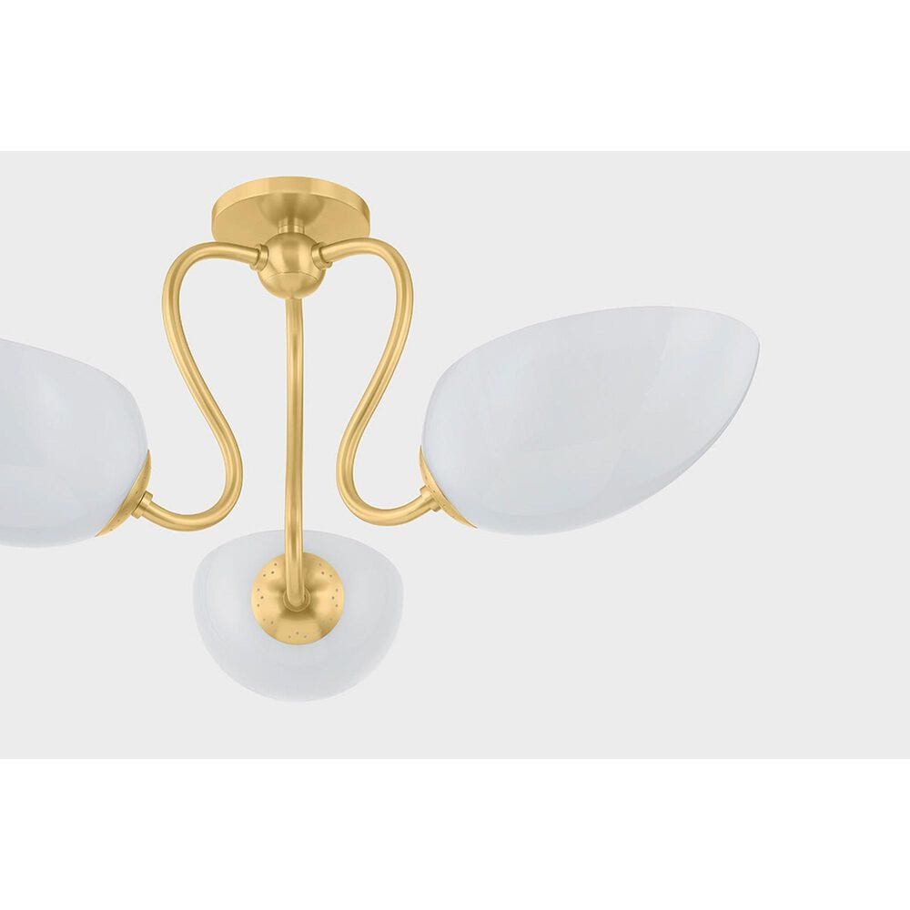 Mitzi Lighting Reva 3-Light Semi-Flush in Aged Brass, , large
