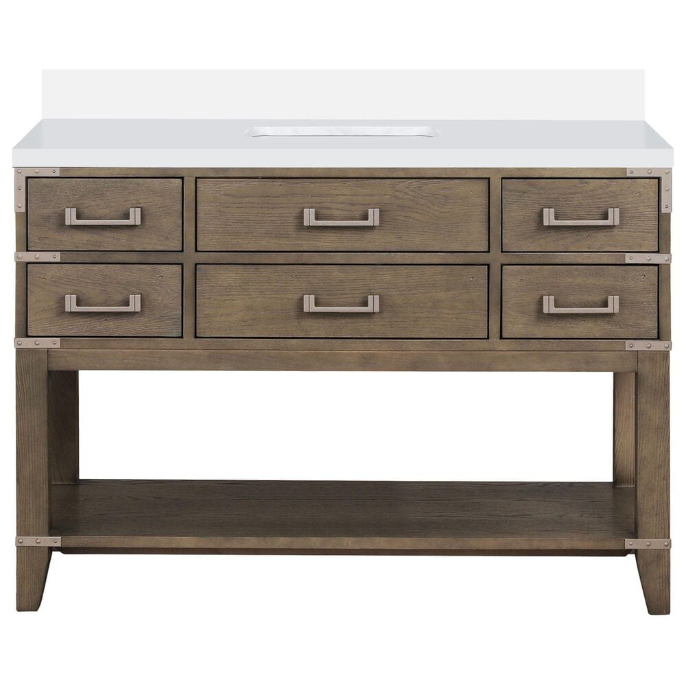 Lexora Home Norwalk 48&quot; Single Bathroom Vanity in Grey Oak with White Cultured Marble Top and Rectangular Sink, , large