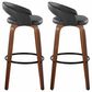 LumiSource Grotto Swivel Bar Stool with Black Velvet Upholstery in Walnut Wood and Black (Set of 2), , large