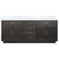 Lexora Home Abbey 80" Double Bathroom Vanity in Brown Oak with 2 cm White Carrara Marble Top and Rectangular Sinks, , large