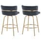 LumiSource Cinch 26" Swivel Counter Stool with Black Upholstery in Gold (Set of 2), , large