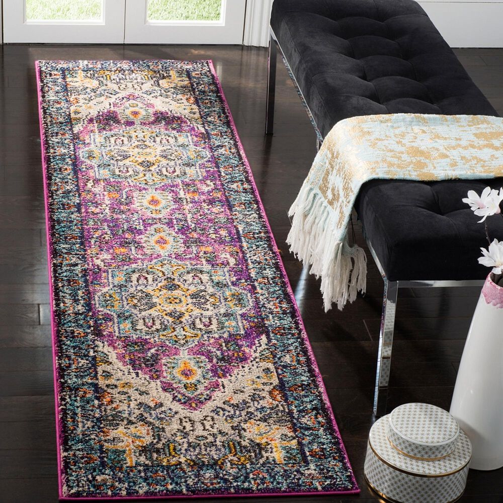 Safavieh Monaco MNC251L-212 2&#39;2&quot; x 12&#39; Violet/Light Blue Runner, , large