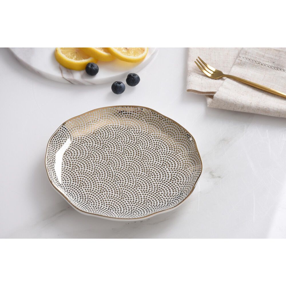 Pampa Bay Sensu 6.5&quot; Round Appetizer and Dessert Plate in White and Gold, , large