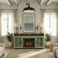 Legends Home Vineyard 74" Fireplace Console with Fireplace Insert in Sage and Fruitwood, , large