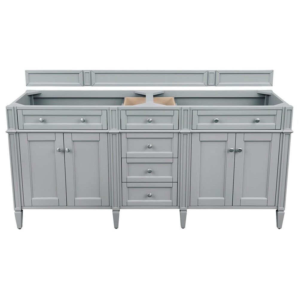 James Martin Vanities Brittany 72&quot; Double Bathroom Vanity in Urban Gray with 3 cm Victorian Silver Quartz Top and Rectangular Sinks, , large