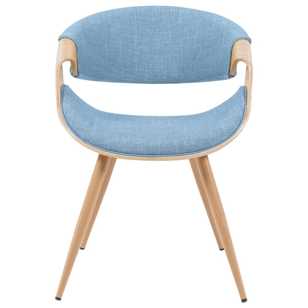 Armen Living Butterfly Arm Chair with Blue Upholstery in Oak, , large