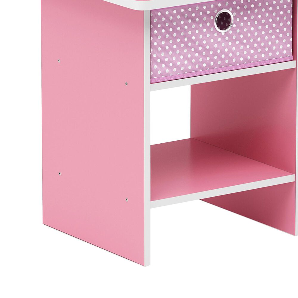 HOMLUX 1-Drawer Modern Nightstand with Open Shelf in Pink, , large