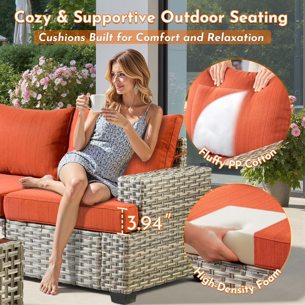 HOMLUX 7-Piece Modular Patio Conversation Set in Orange, , large