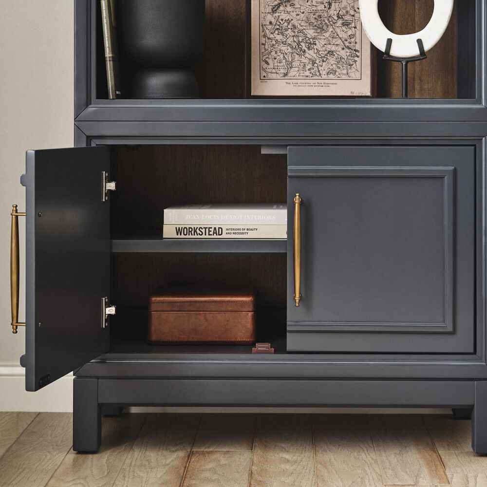 Riva Ridge Alexander 2-Piece Executive Desk and Door Bookcase Set in Midnight, , large