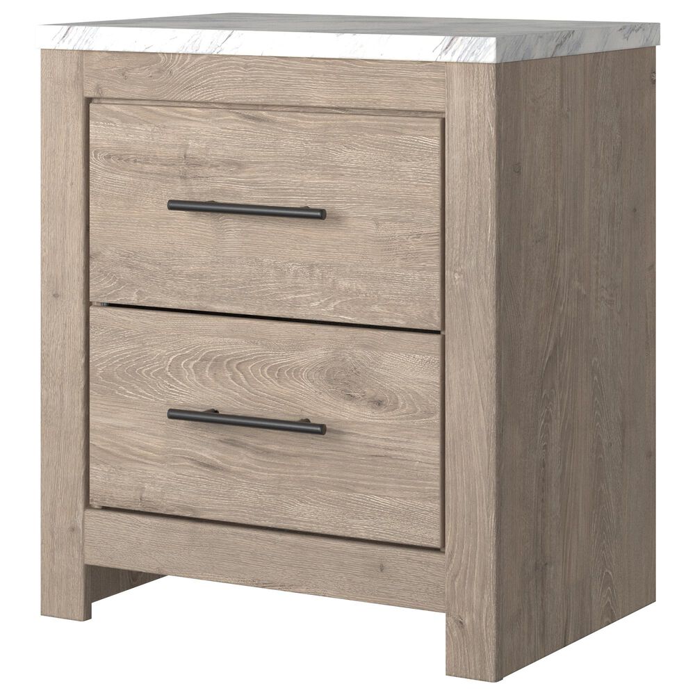 Ashley Senniberg 4-Piece King Panel Bedroom Set in Light Brown and White, , large