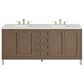 James Martin Vanities Chicago 72" Double Bathroom Vanity in Whitewashed Walnut with 3 cm Lime Delight Quartz Top and Rectangular Sinks, , large