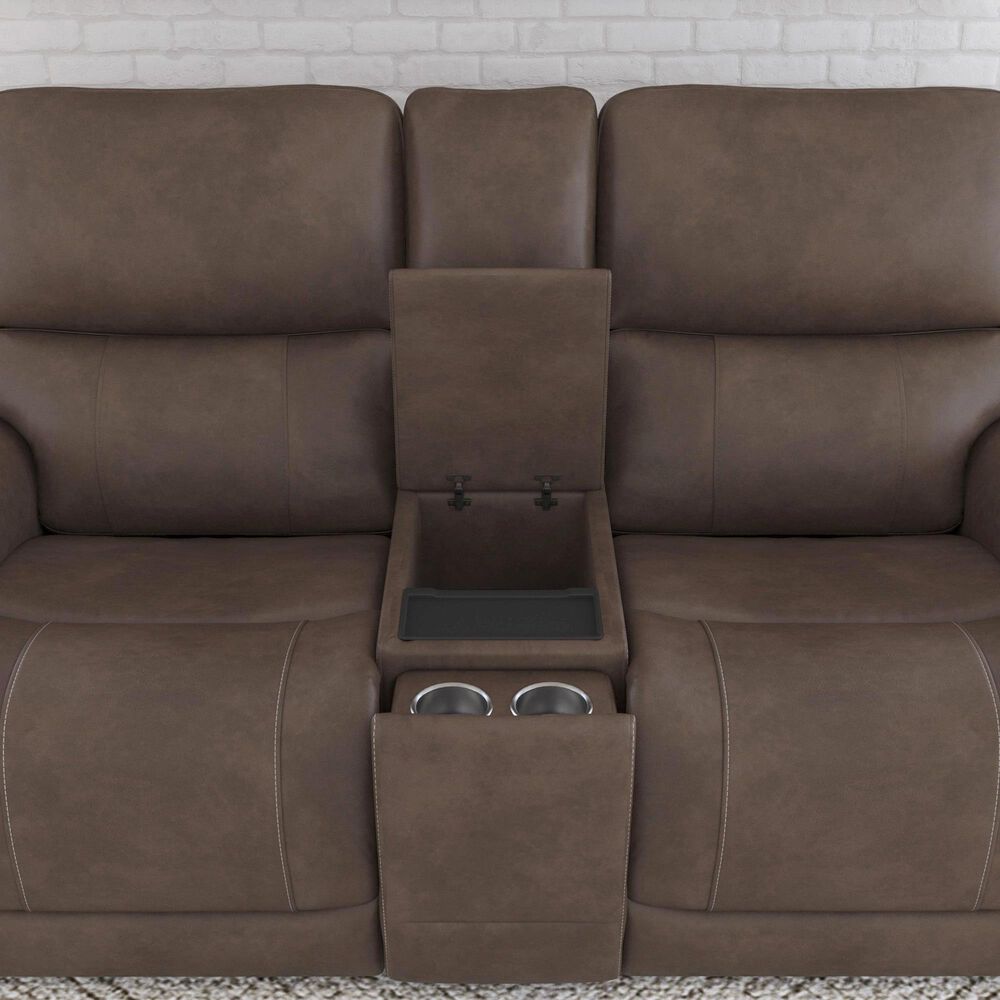 Flexsteel Carter Power Reclining Sofa and Loveseat Set in Cappuccino Brown, , large