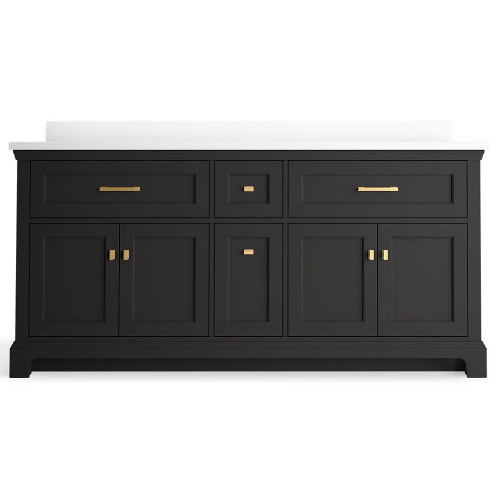 Kohler Charlemont 72" Double Bathroom Vanity in Ferrous Grey with 3 cm White Quartz Top and Rectangular Sinks, , large
