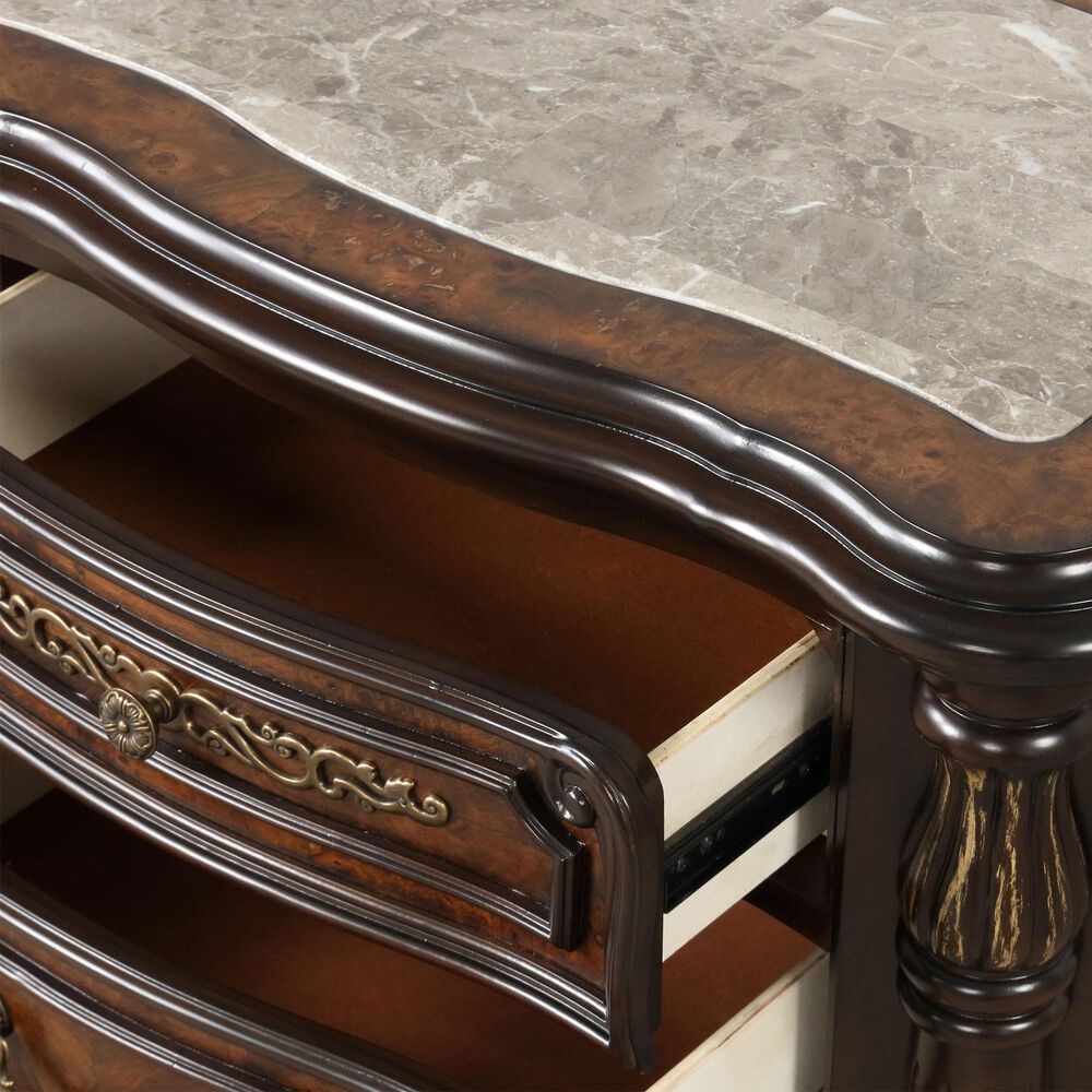 New Heritage Design Bella Note 3-Drawer Nightstand in Mahogany Brown, , large