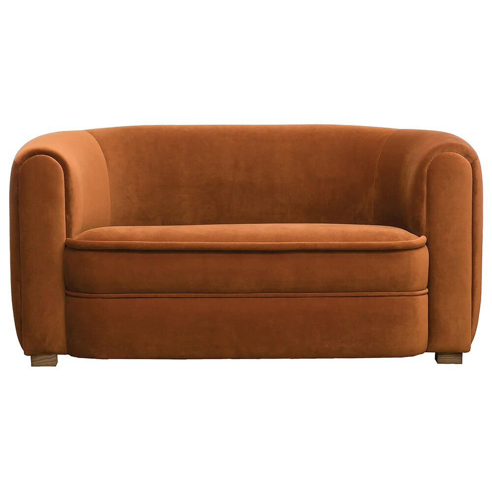Teak Interiors Saffron and Ginger Velvet Upholstered Sofa in Orange, , large