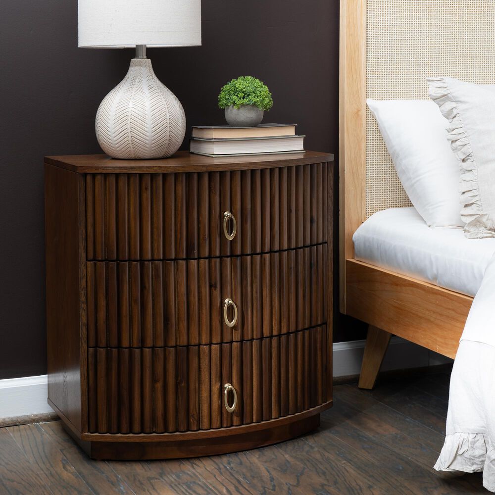 Linon Home Decor Chantel 3-Drawer Nightstand in Walnut, , large