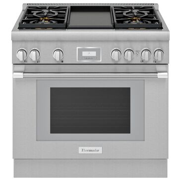 Thermador 36" Professional Harmony Standard Depth Gas Range with 4 Burners and Griddle in Stainless Steel, , large