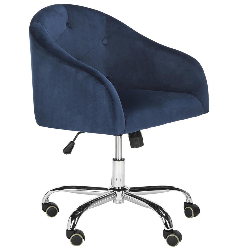 Safavieh Amy Swivel Office Chair in Navy and Chrome, , large