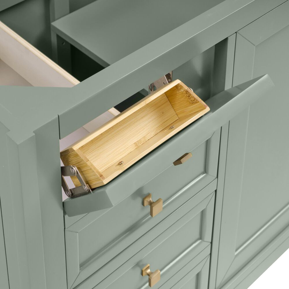 James Martin Vanities Chicago 60" Double Bathroom Vanity in Smokey Celadon with 3 cm Eternal Jasmine Pearl Silestone Top, Rectangular Sinks and FreePower Wireless Charger, , large