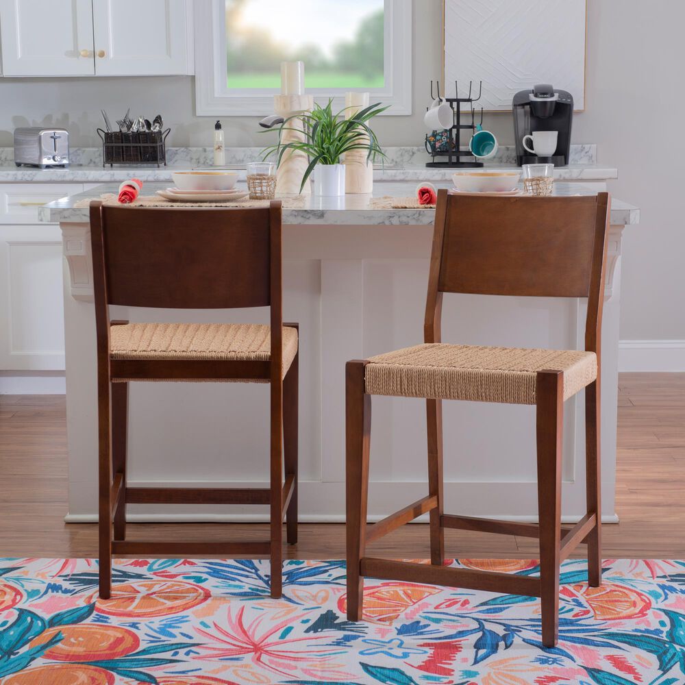 Linon Home Decor Cadence Counter Stool in Brown and Natural (Set of 2), , large
