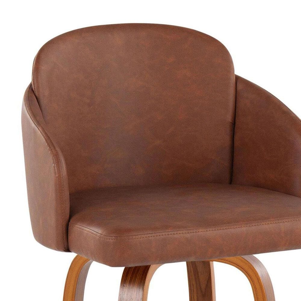 LumiSource Dahlia Swivel Bar Stool with Camel Upholstery in Walnut and Chrome (Set of 2), , large