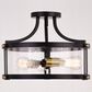 Vaxcel Holbrook 3-Light Semi Flush Mount in Matte Black and Satin Brass, , large