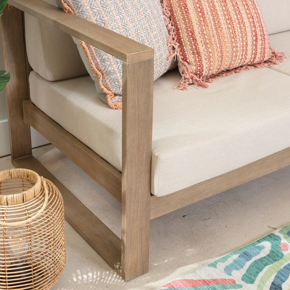 Linon Home Decor Silas 3-Seater Outdoor Sofa with Beige Cushions in Natural, , large