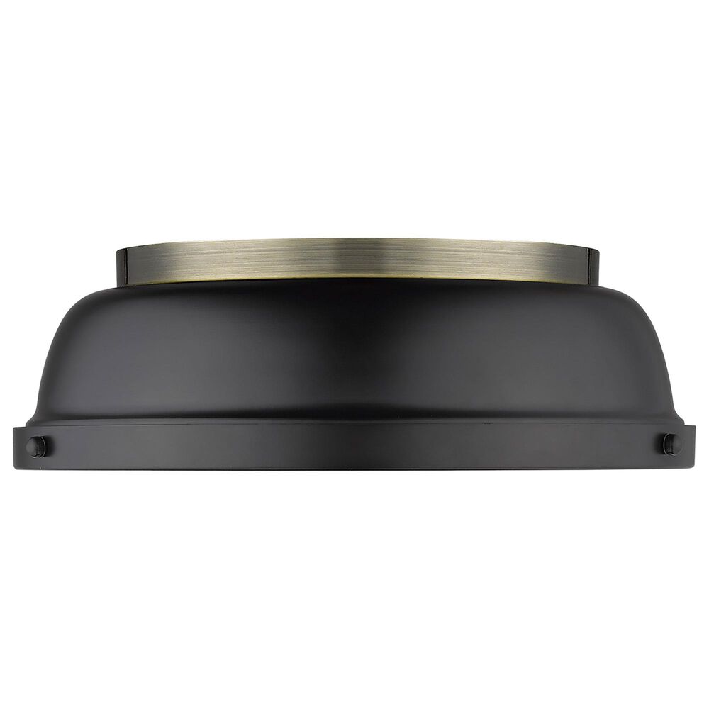 Golden Lighting Duncan 14&quot; Flush Mount in Aged Brass and Matte Black, , large