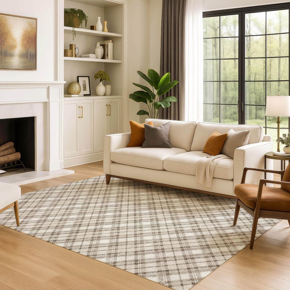 Dalyn Rug Company Soft Essentials Plaid Beige 10' x 14' Indoor/Outdoor Area Rug, , large