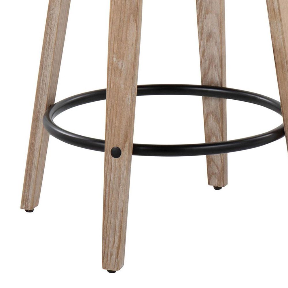 LumiSource Grotto Swivel Counter Stool with White Faux Leather Upholstery in Whitewashed Wood and Black (Set of 2), , large