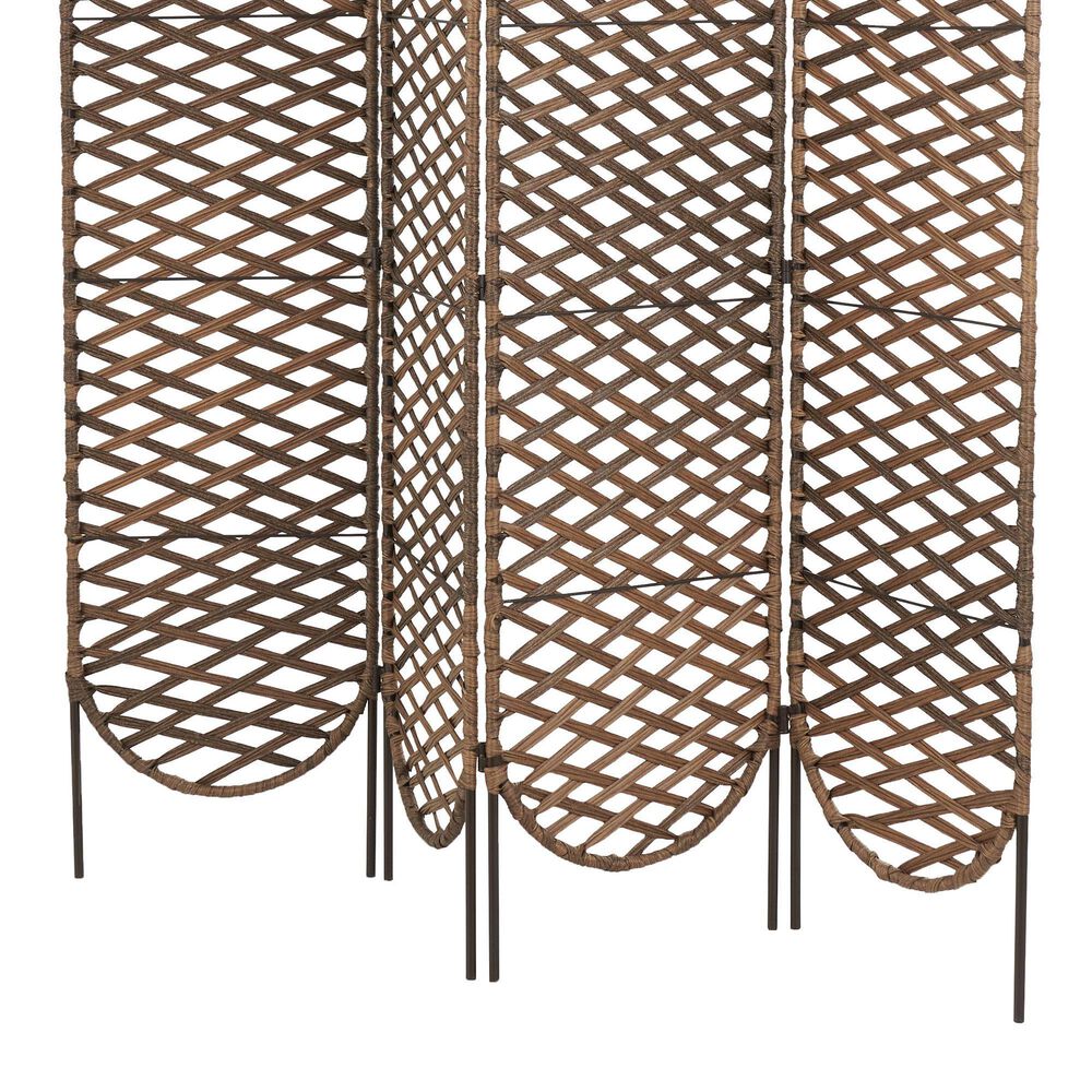 Maple and Jade 4-Panel Partition Room Divider Screen with Cutouts in Matte Copper, , large