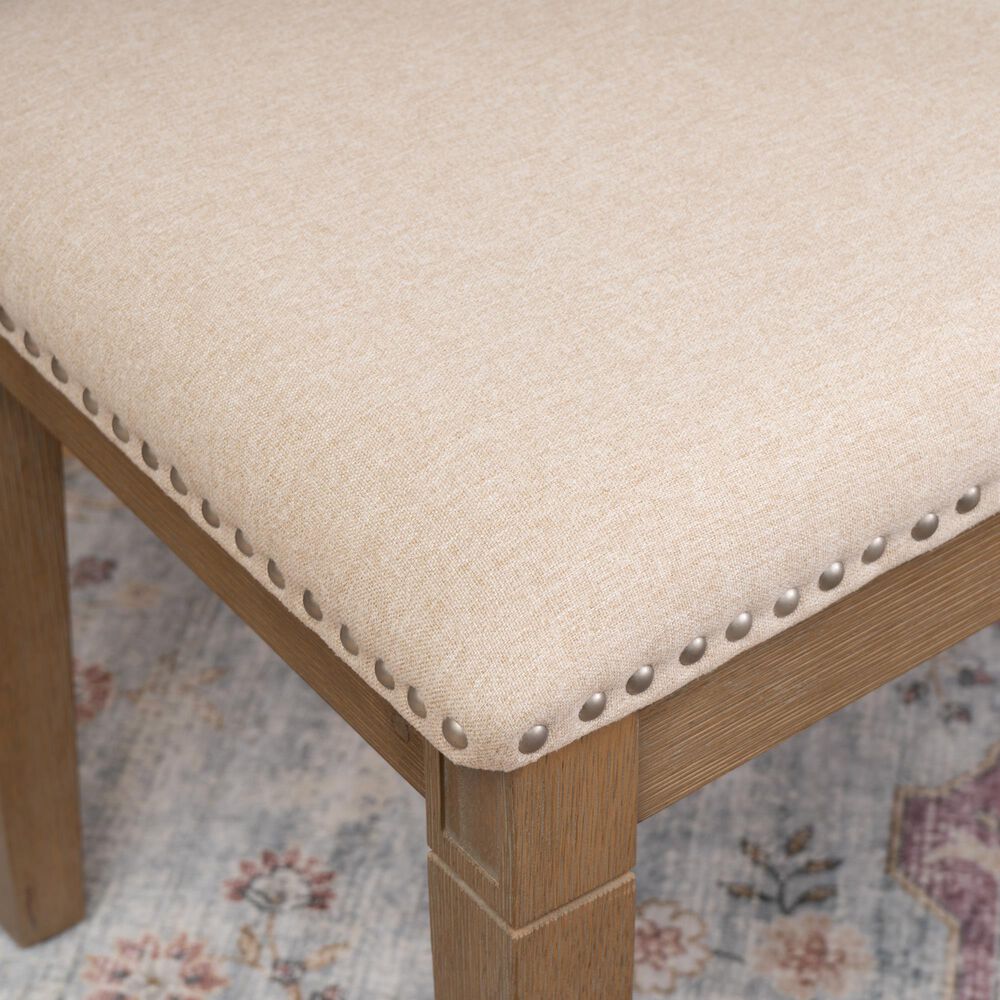 Linon Home Decor Emerson Side Chair with Beige Solid Upholstery in Natural, , large