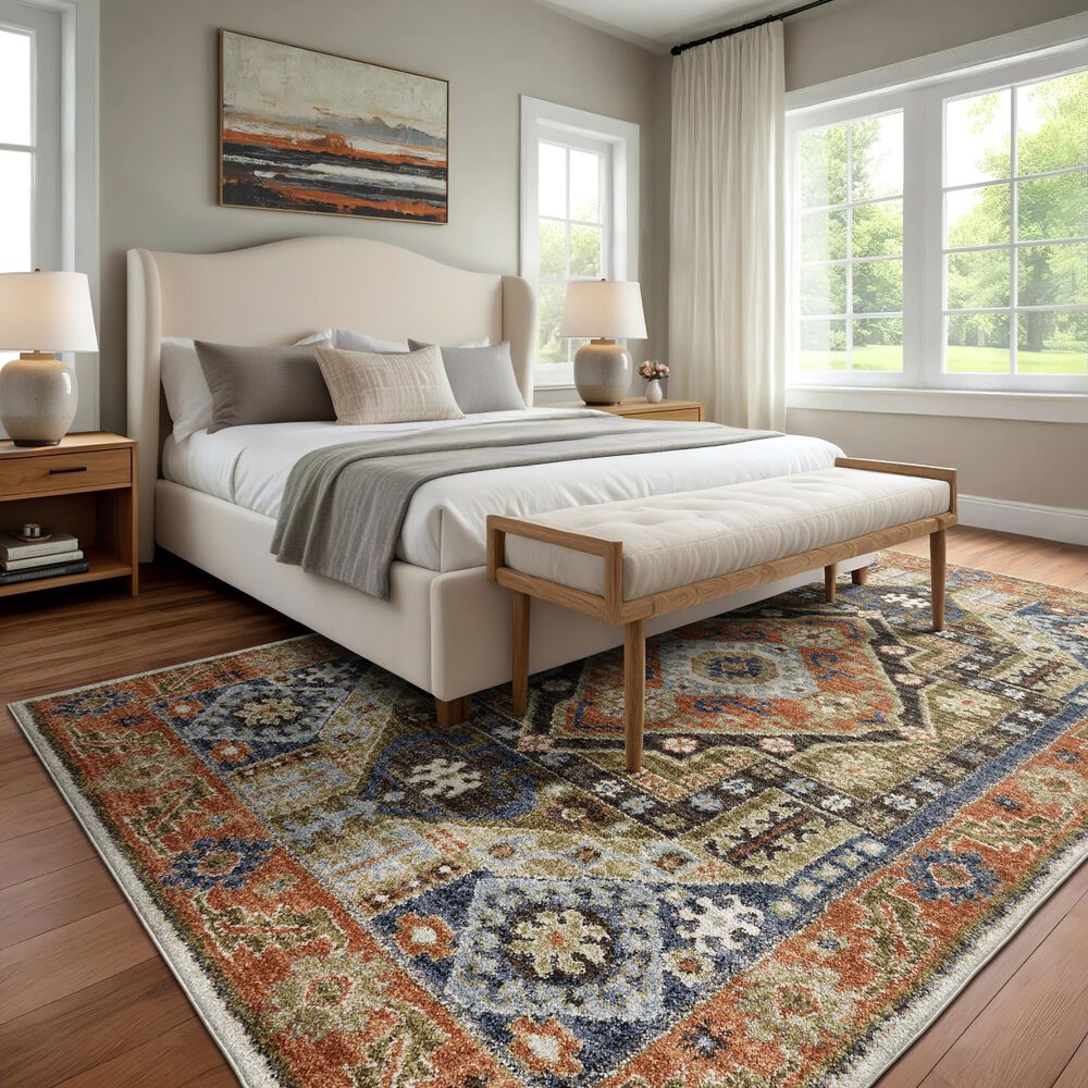 ROW by Oriental Weavers Gemma Rust and Blue 2'3" x 7' Runner, , large