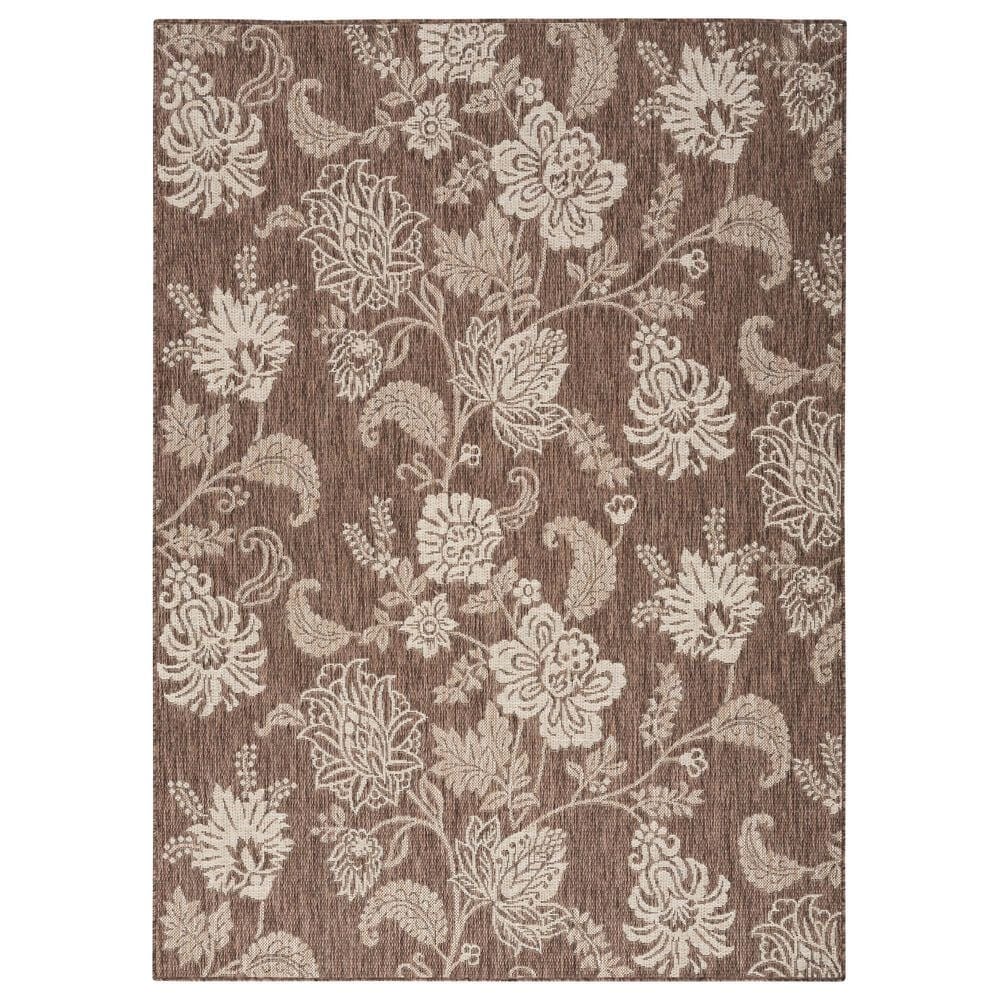 Nourison Garden Oasis Floral Mocha 5&#39; x 7&#39; Indoor/Outdoor Area Rug, , large
