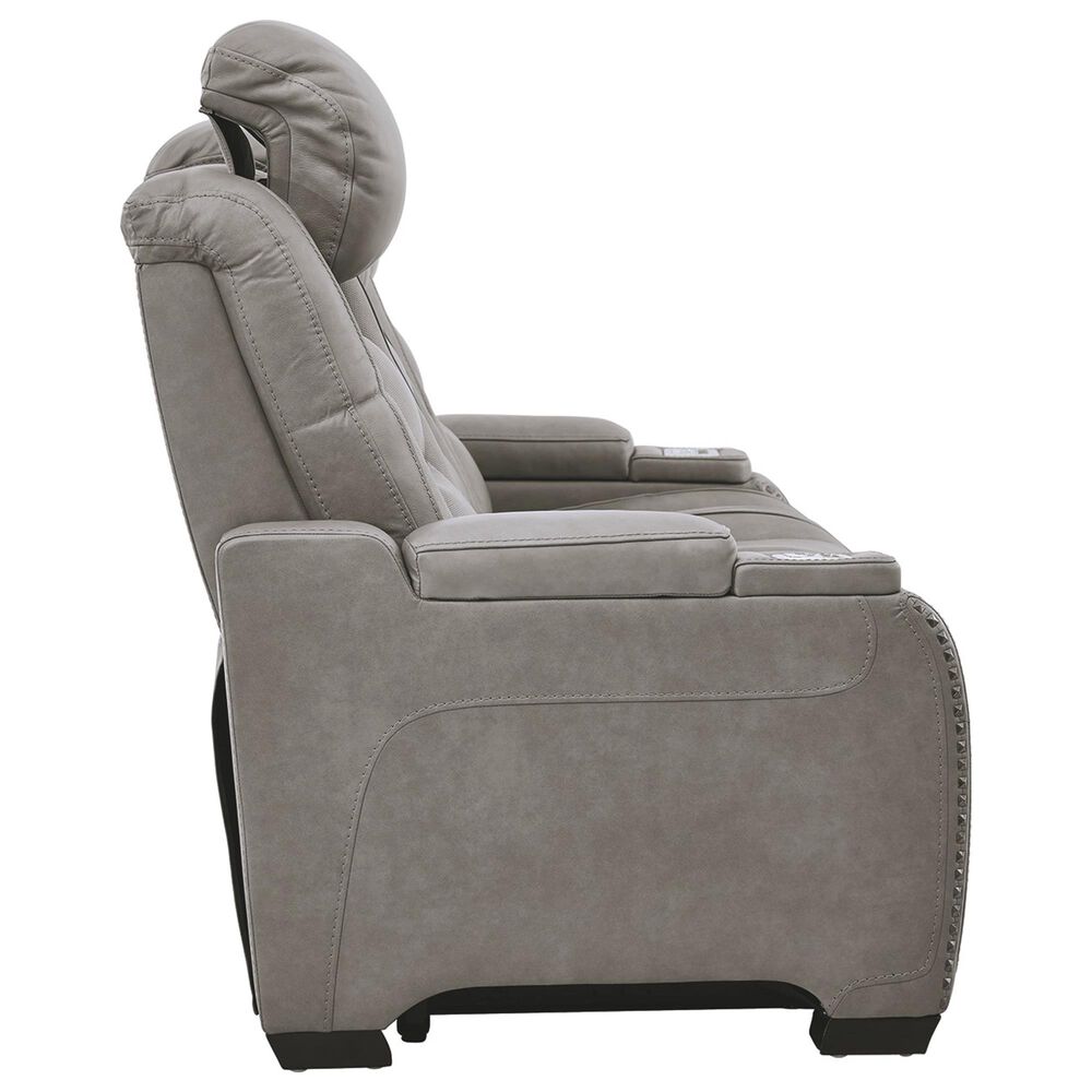 Ashley The Man-Den Power Reclining Sofa with Adjustable Headrest in Gray, , large
