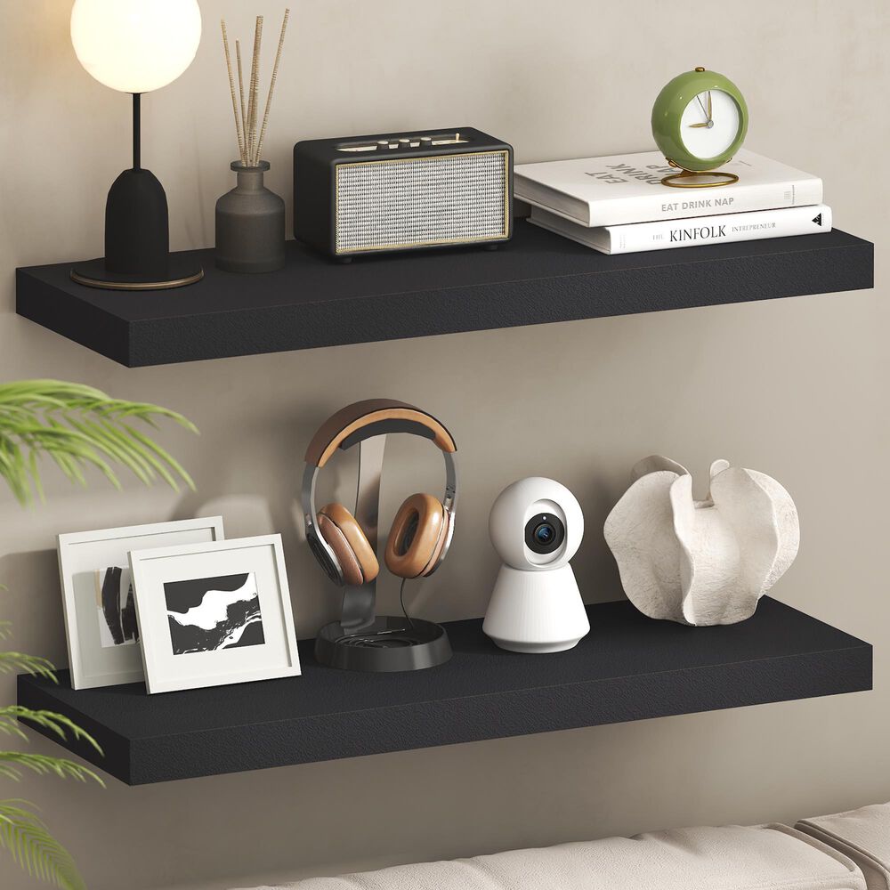 HOMLUX 35" Wall Mounted Floating Shelf with Invisible Brackets in Americano (Set of 2), , large