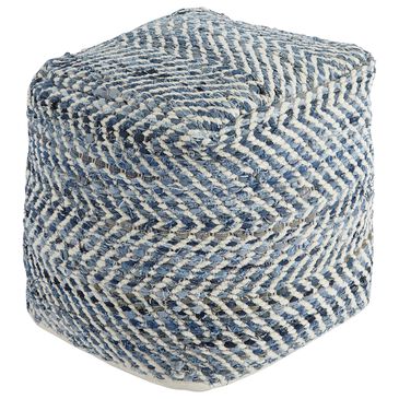 Signature Design by Ashley Chevron Square Pouf in Blue, , large
