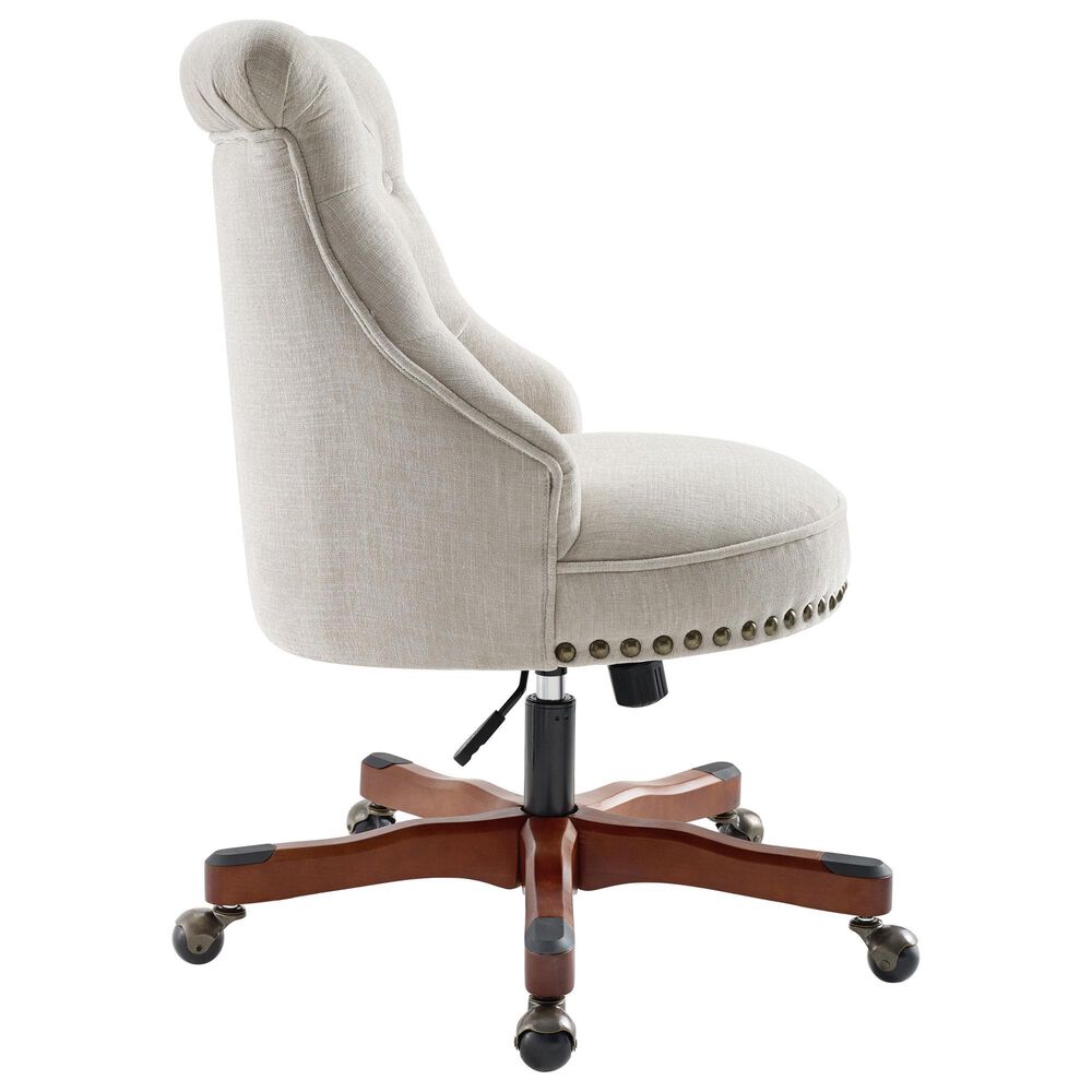 Linon Home Decor Sinclair Office Chair with Natural Cushion in Dark Walnut, , large